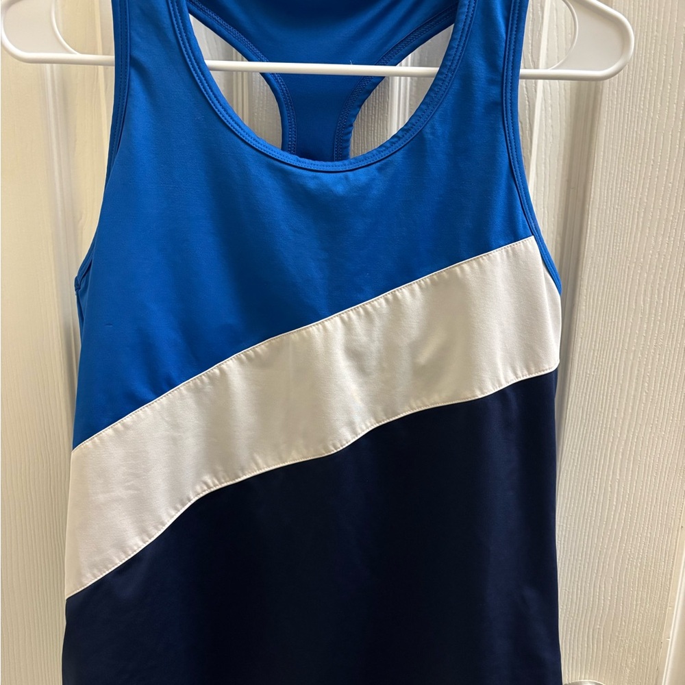 EleVen by Venus Williams Blue and White Tank Top